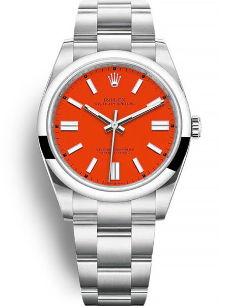 Replica Rolex Oyster Perpetual Coral Red Dial 124300