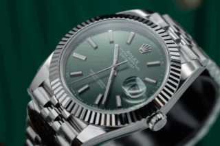 Replica Rolex Datejust Mint Green Dial fluted Bezel Jubilee Bracelet