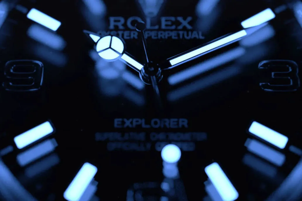 Super-LumiNova lume on replica Rolex Explorer dial 2025
