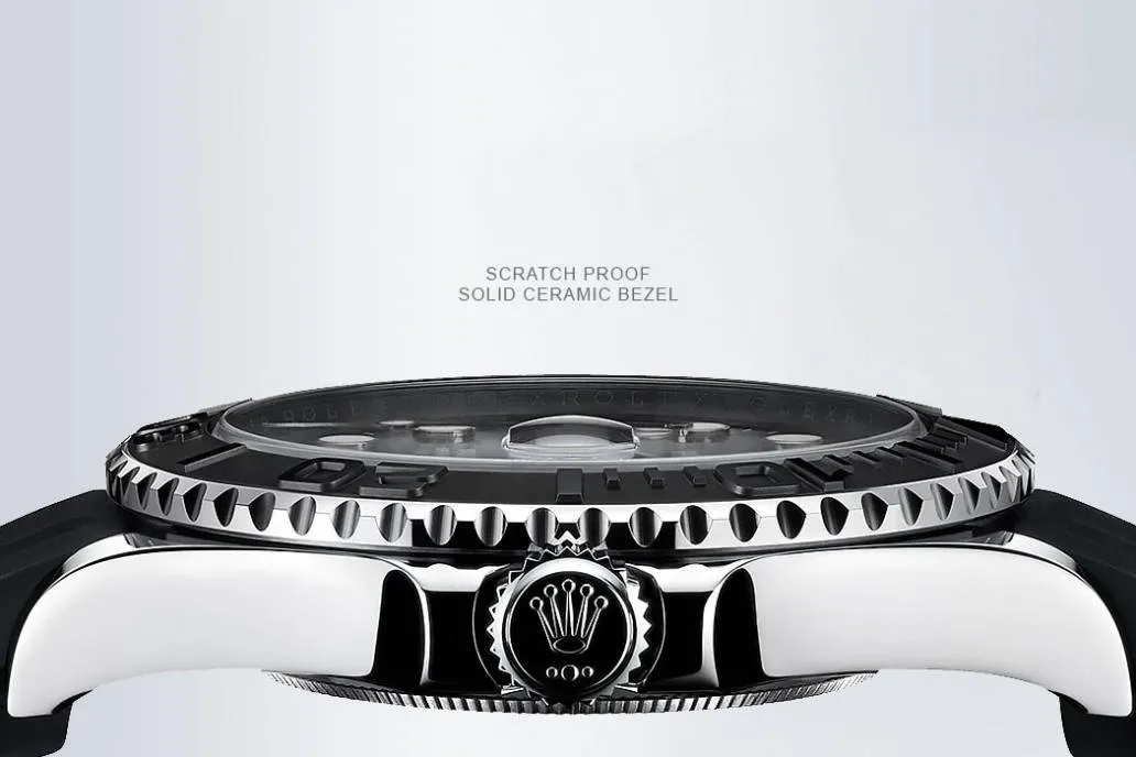 Scratch-proof Cerachrom ceramic bezel bottom view – replica Rolex 2025