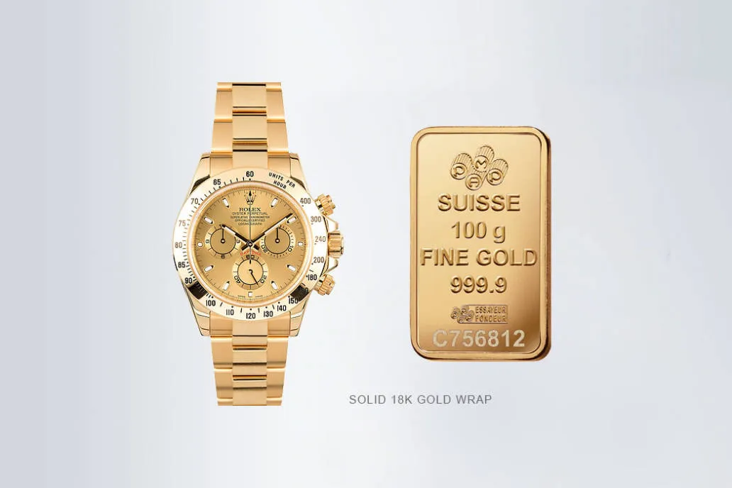18K yellow gold wrapped replica Rolex Daytona 2025